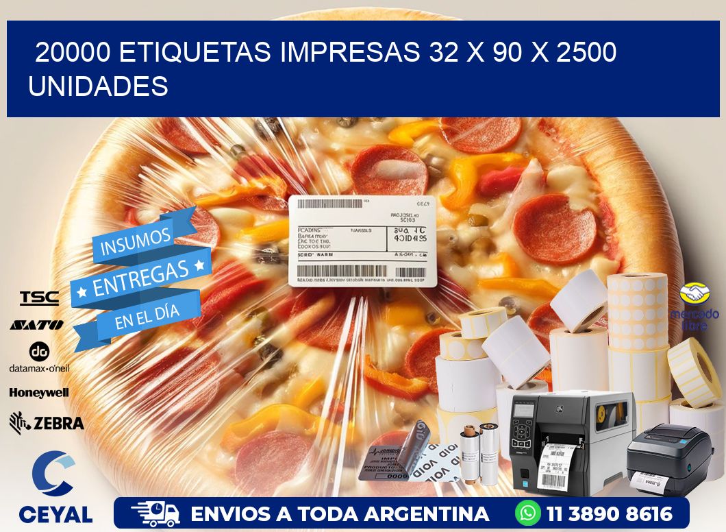 20000 ETIQUETAS IMPRESAS 32 x 90 X 2500 UNIDADES