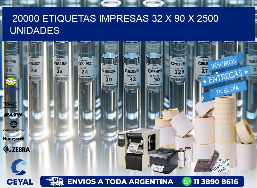 20000 ETIQUETAS IMPRESAS 32 x 90 X 2500 UNIDADES