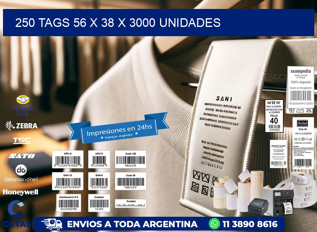 250 TAGS 56 x 38 X 3000 UNIDADES
