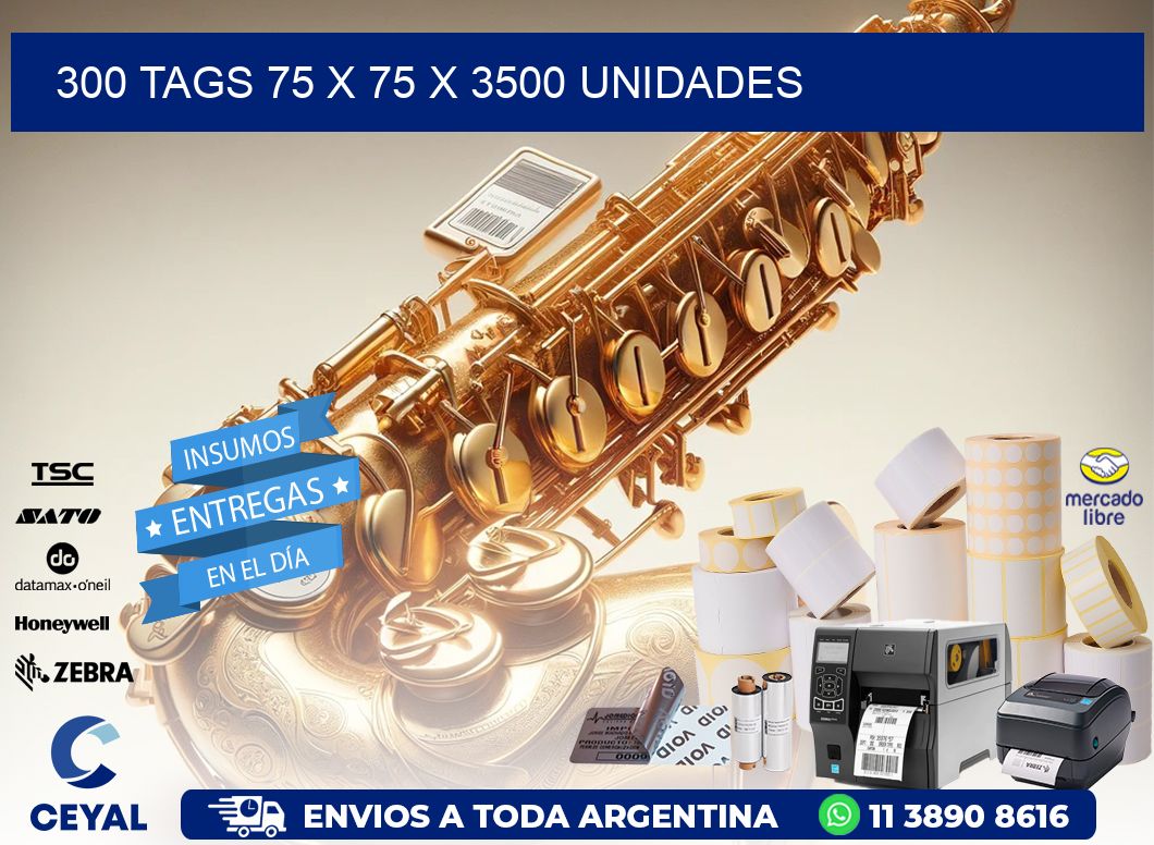 300 TAGS 75 x 75 X 3500 UNIDADES