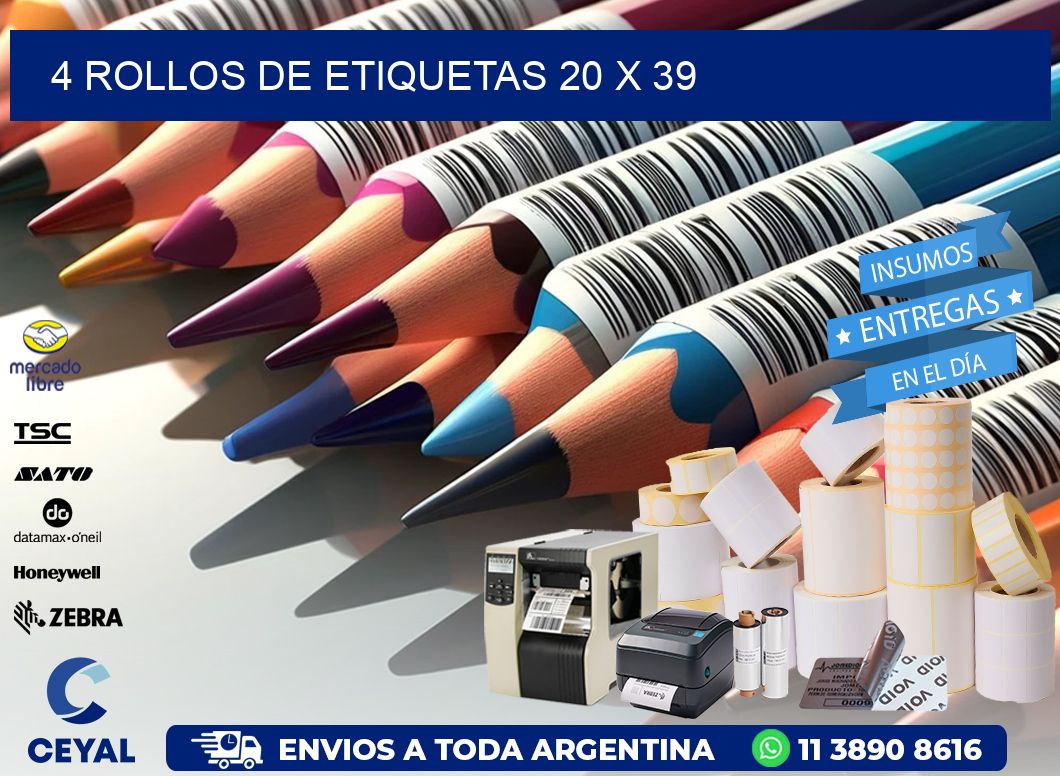 4 ROLLOS DE ETIQUETAS 20 x 39