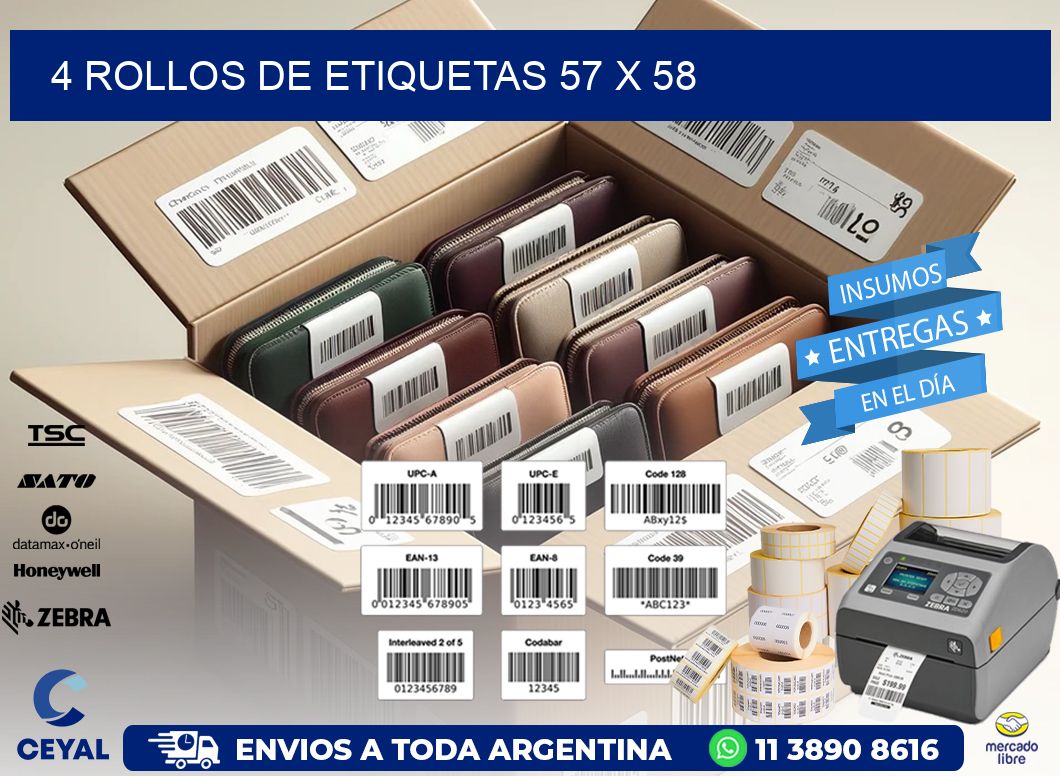 4 ROLLOS DE ETIQUETAS 57 x 58