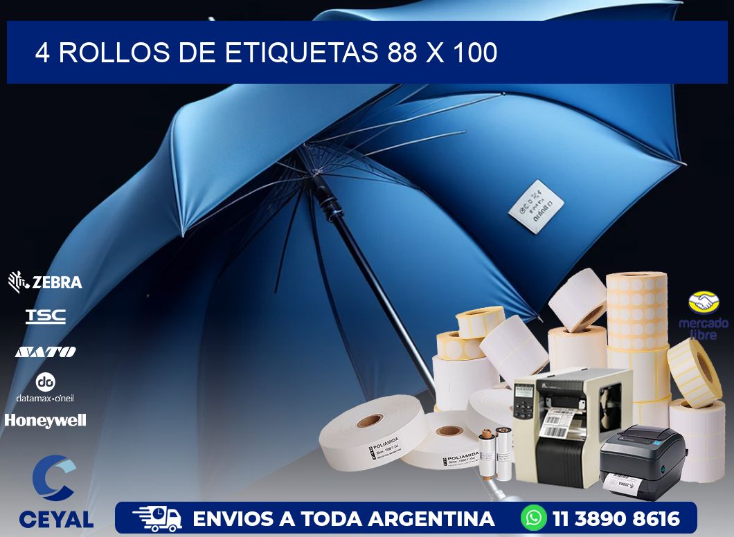 4 ROLLOS DE ETIQUETAS 88 x 100