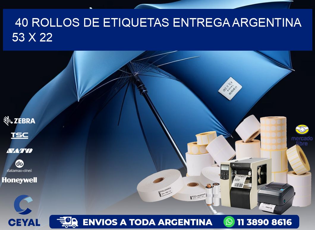 40 ROLLOS DE ETIQUETAS ENTREGA ARGENTINA 53 x 22
