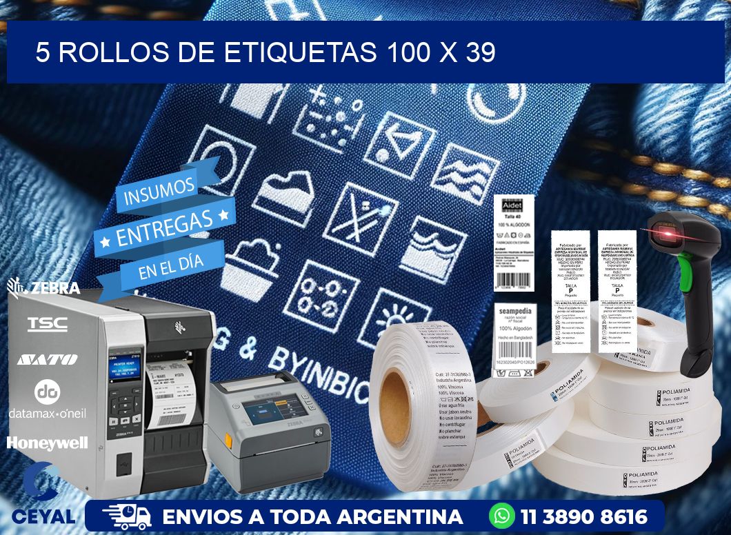 5 ROLLOS DE ETIQUETAS 100 x 39