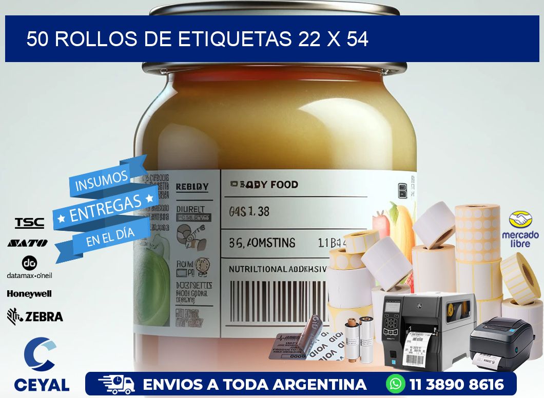 50 ROLLOS DE ETIQUETAS 22 x 54