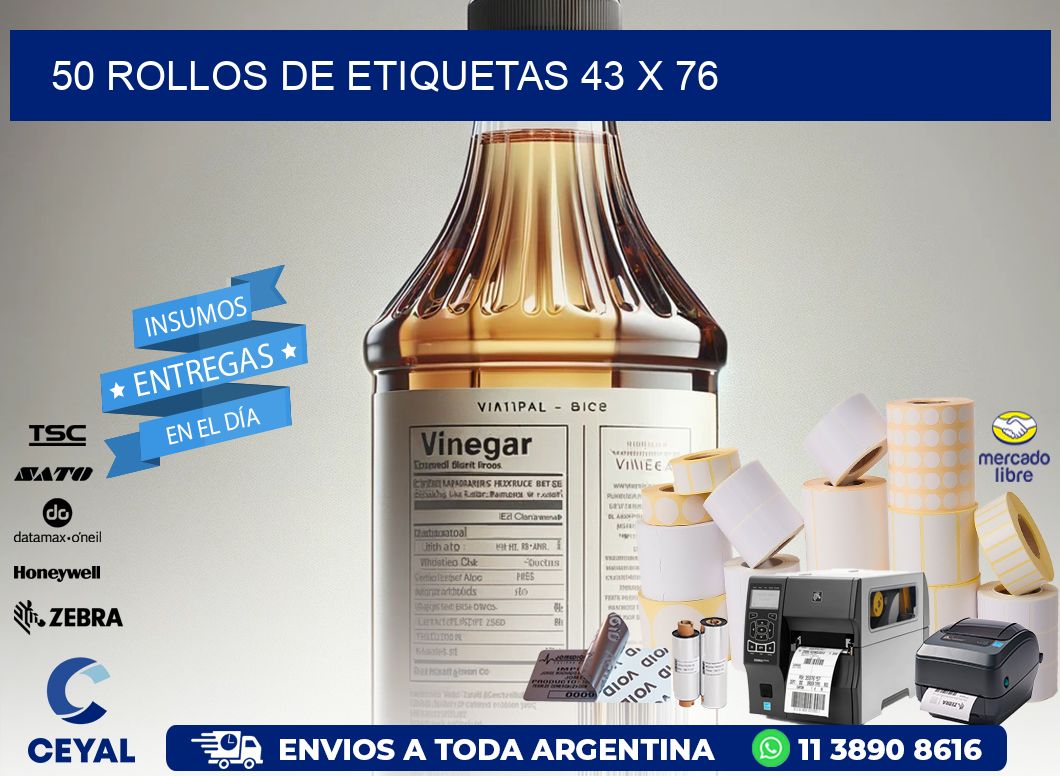 50 ROLLOS DE ETIQUETAS 43 x 76