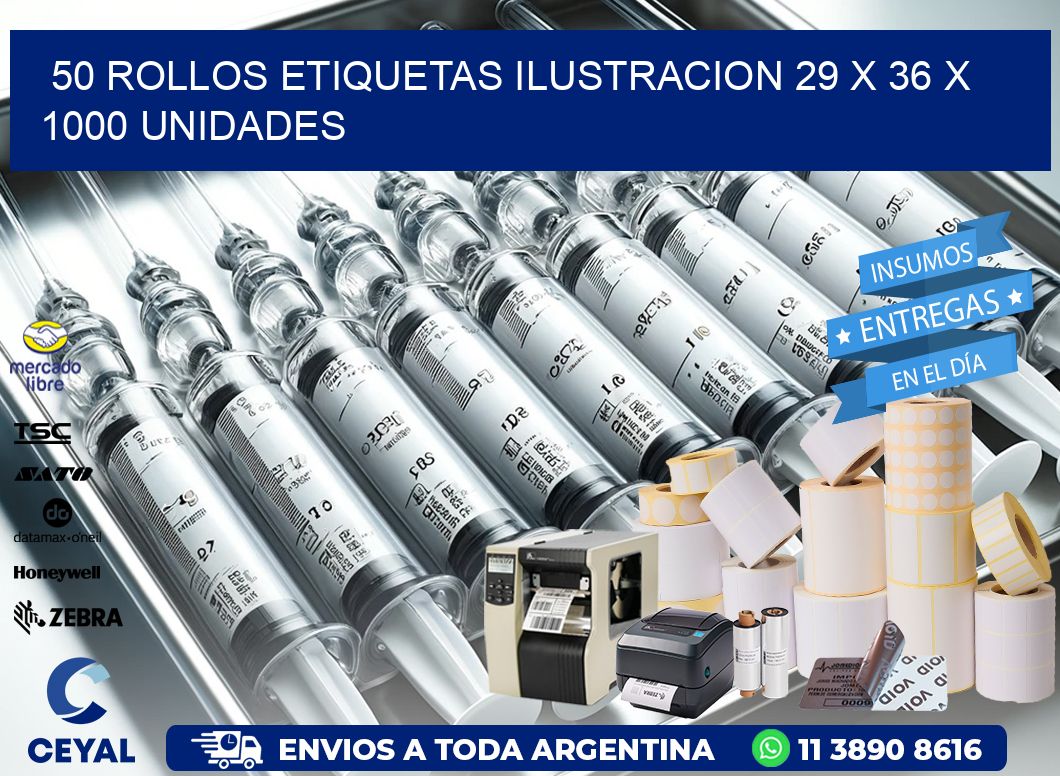 50 ROLLOS ETIQUETAS ILUSTRACION 29 x 36 X 1000 UNIDADES