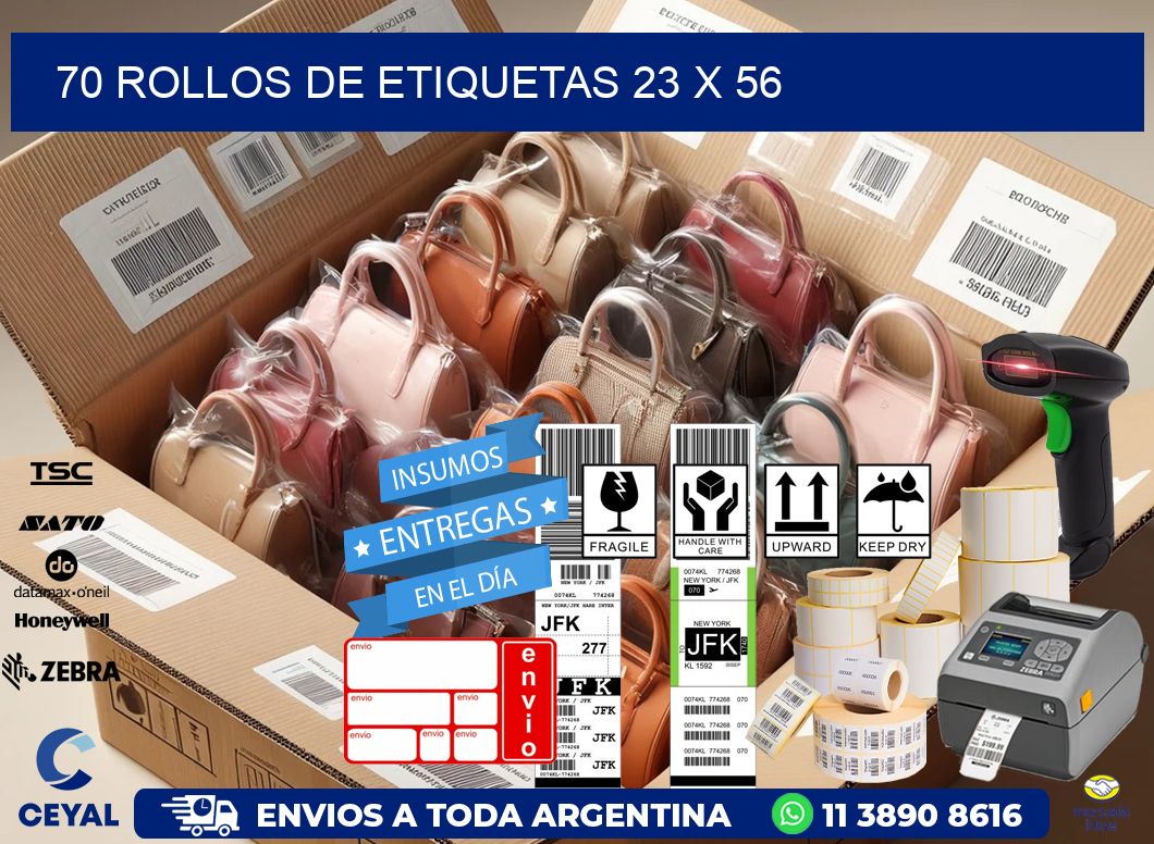 70 ROLLOS DE ETIQUETAS 23 x 56