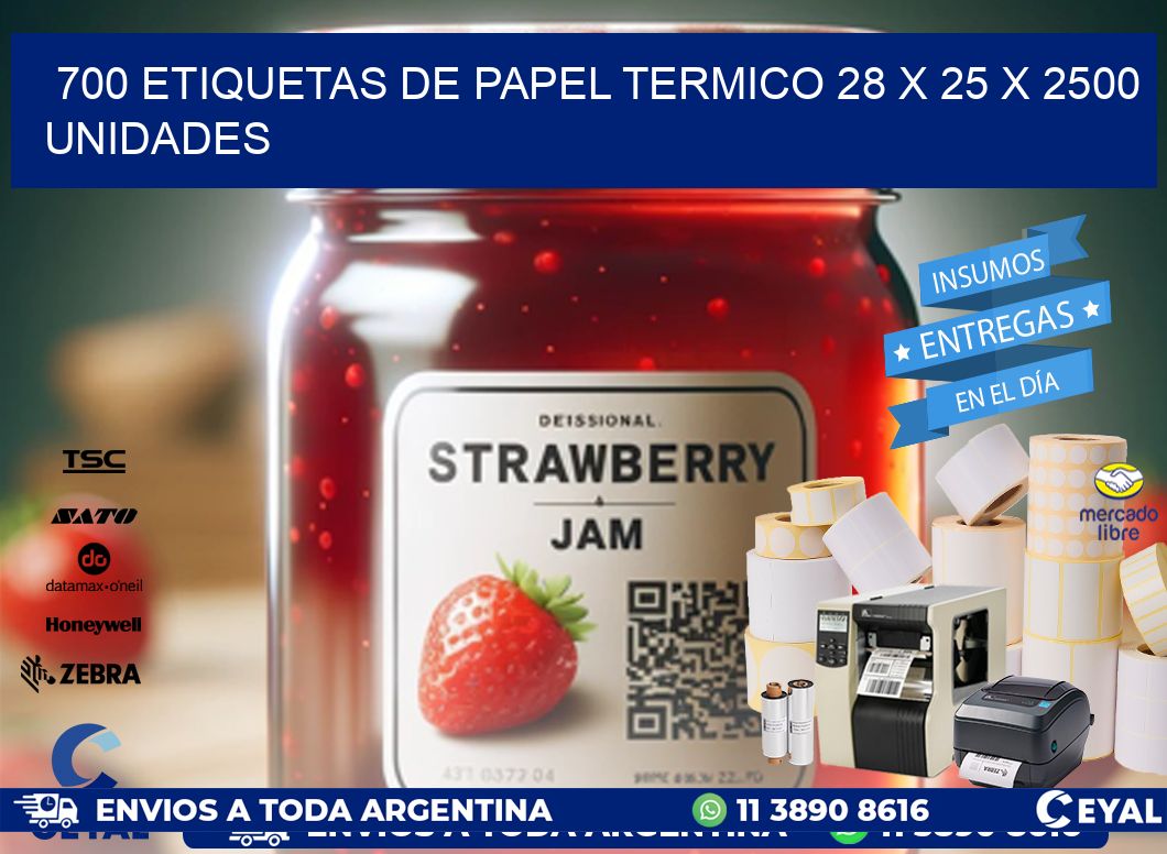 700 ETIQUETAS DE PAPEL TERMICO 28 x 25 X 2500 UNIDADES