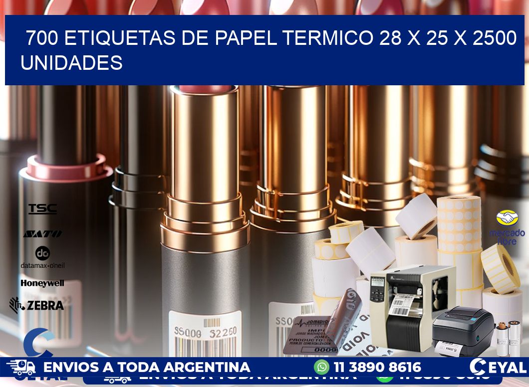 700 ETIQUETAS DE PAPEL TERMICO 28 x 25 X 2500 UNIDADES