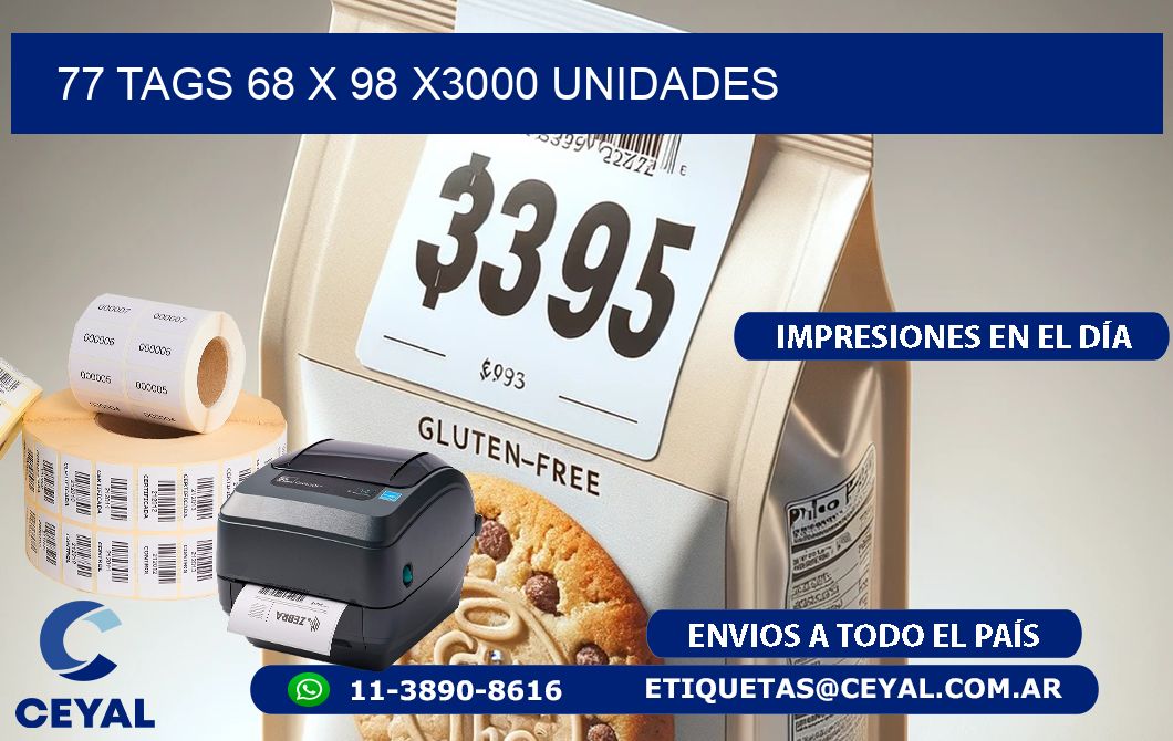 77 TAGS 68 x 98 X3000 UNIDADES