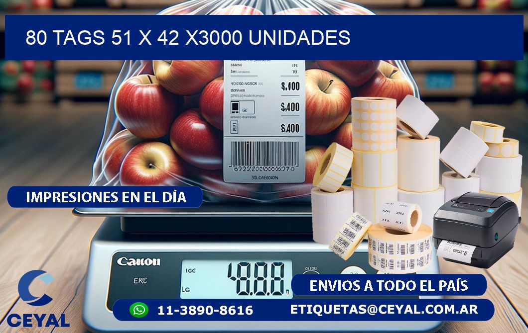 80 TAGS 51 x 42 X3000 UNIDADES