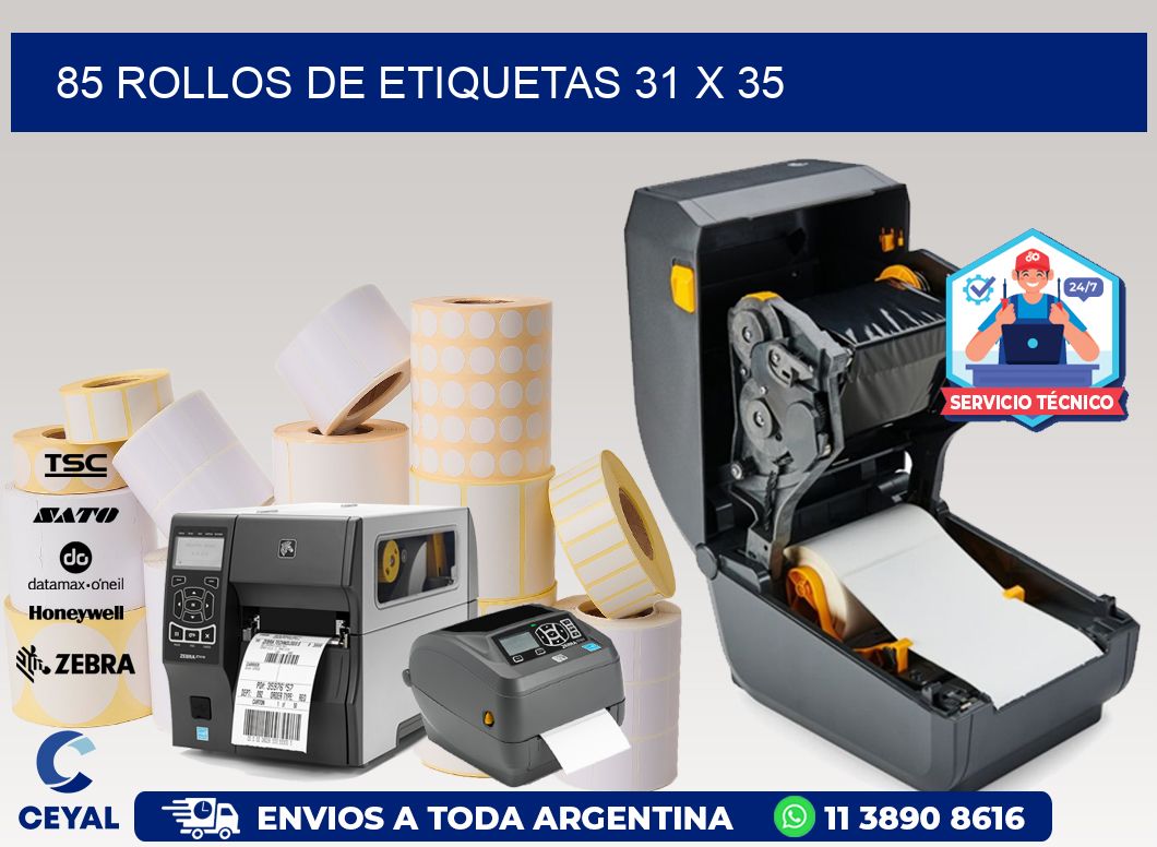 85 ROLLOS DE ETIQUETAS 31 x 35