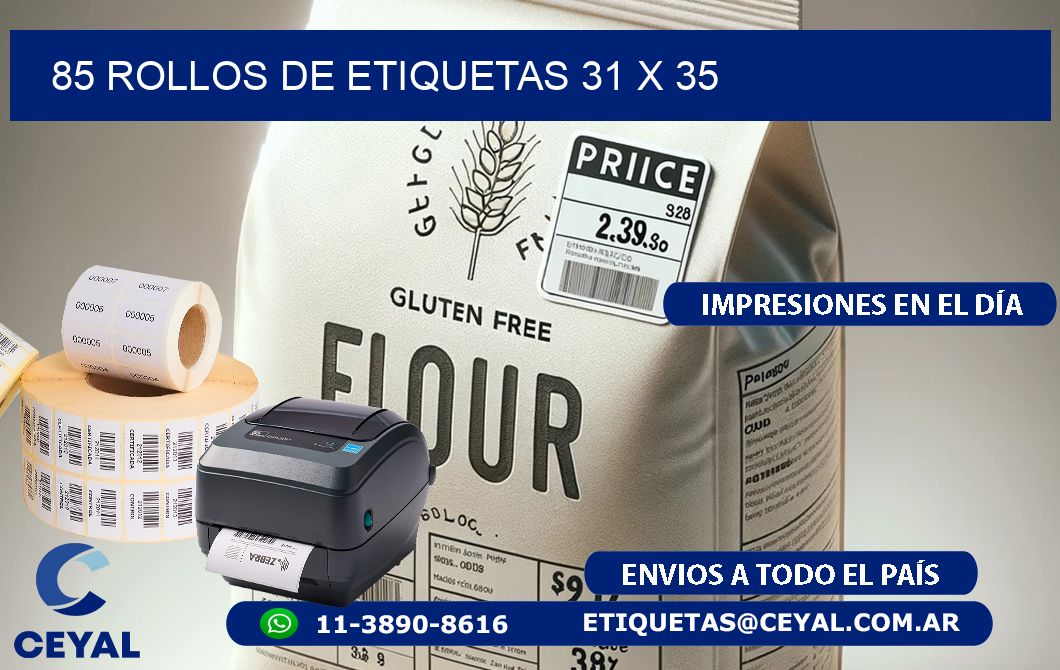 85 ROLLOS DE ETIQUETAS 31 x 35