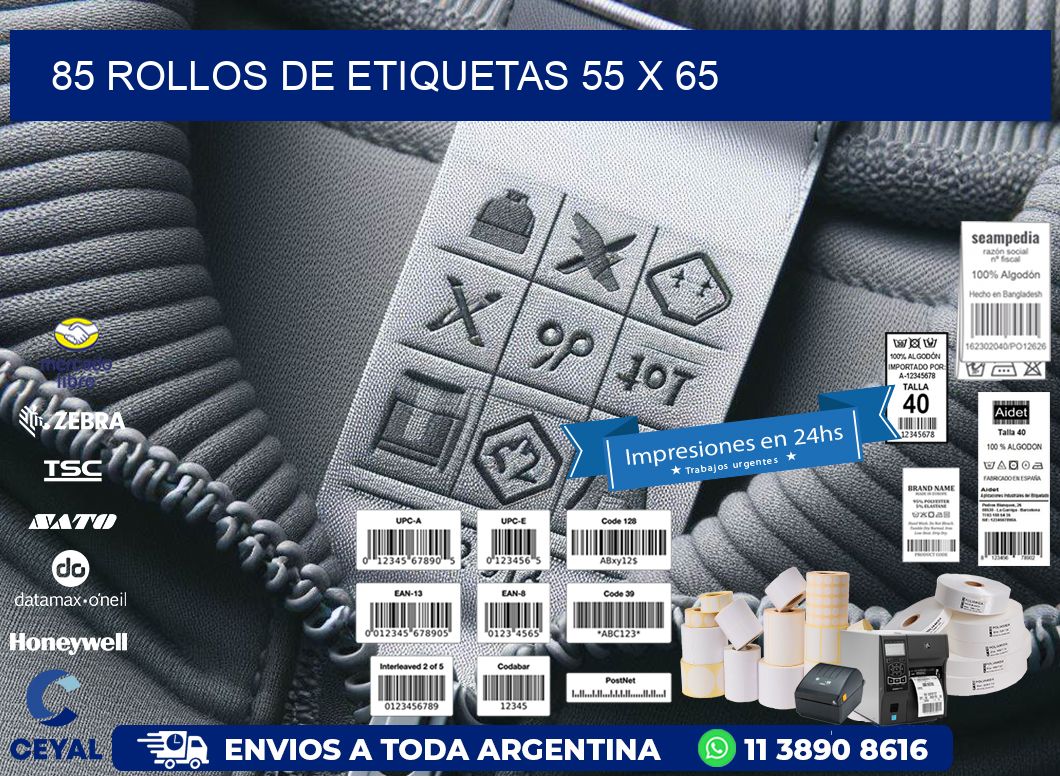 85 ROLLOS DE ETIQUETAS 55 x 65