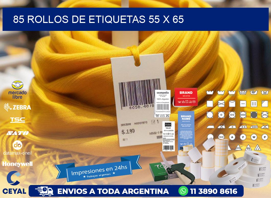 85 ROLLOS DE ETIQUETAS 55 x 65
