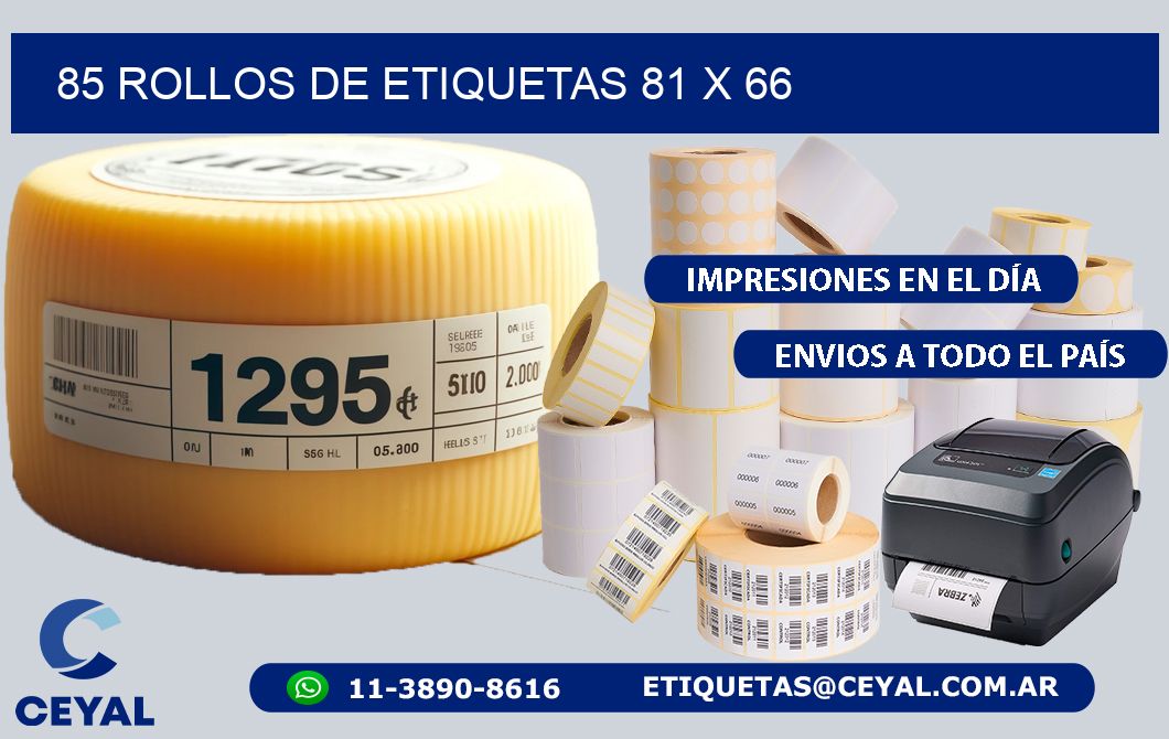 85 ROLLOS DE ETIQUETAS 81 x 66