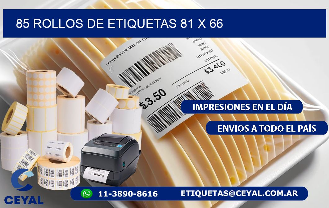 85 ROLLOS DE ETIQUETAS 81 x 66