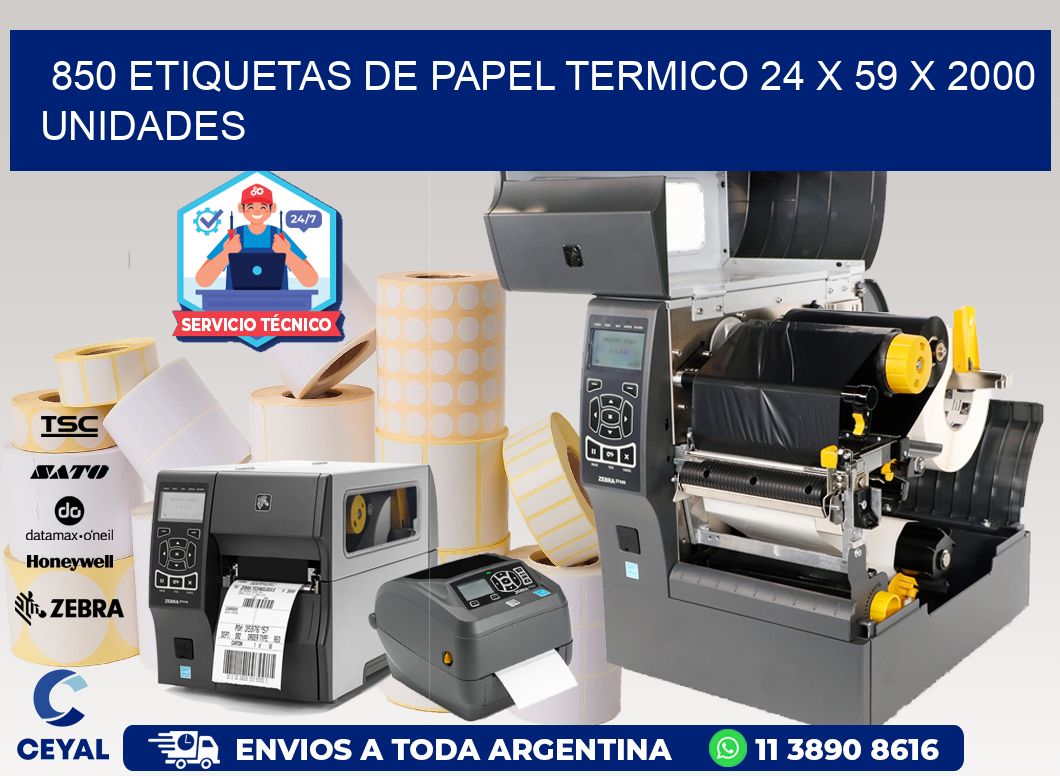 850 ETIQUETAS DE PAPEL TERMICO 24 x 59 X 2000 UNIDADES