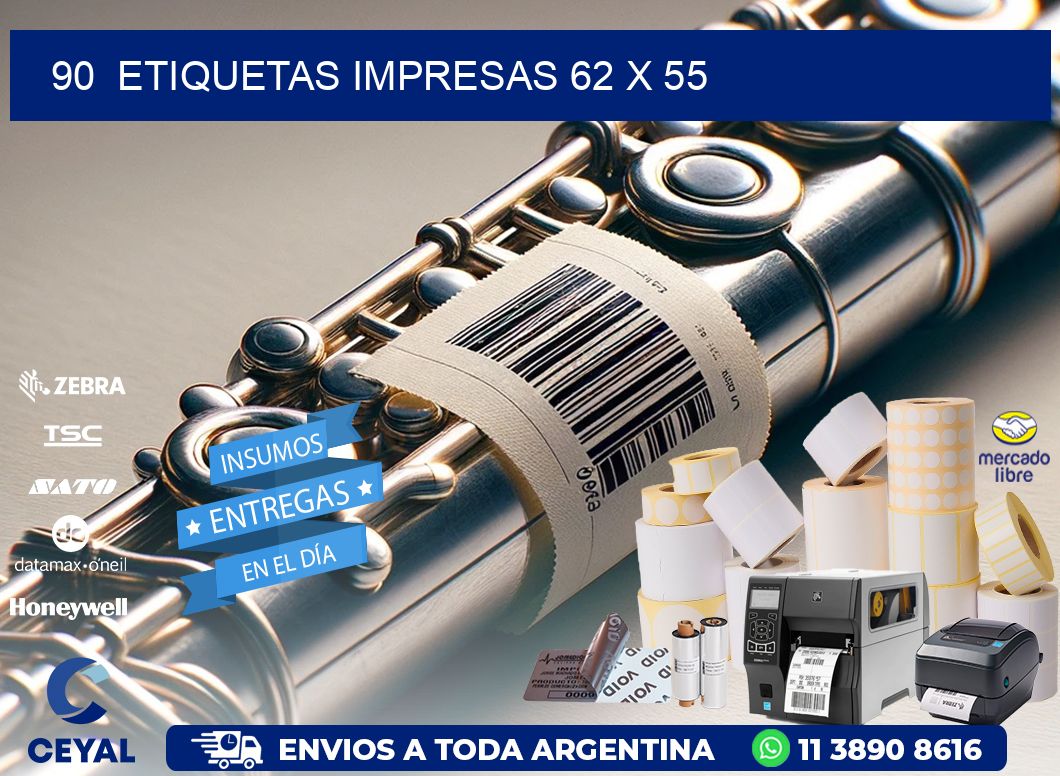 90  ETIQUETAS IMPRESAS 62 x 55