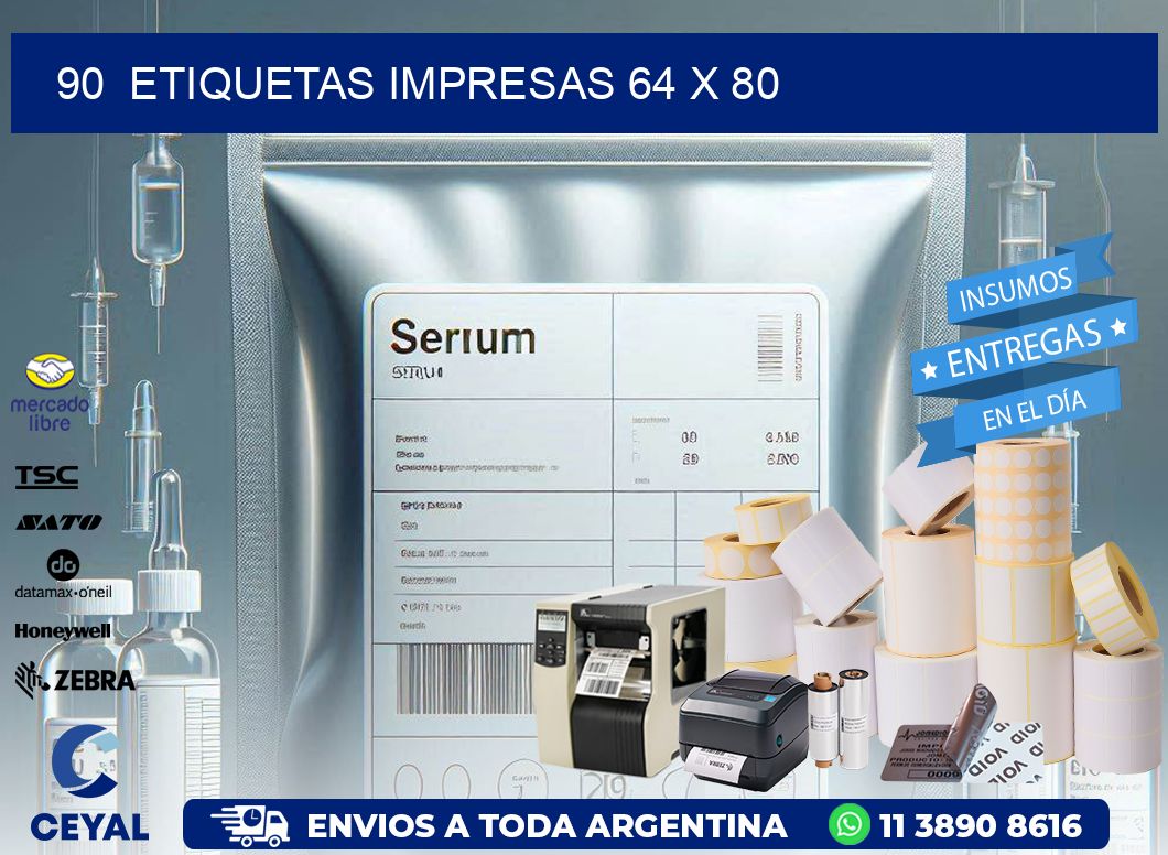 90  ETIQUETAS IMPRESAS 64 x 80