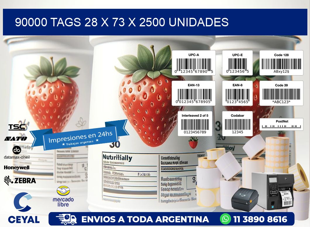 90000 TAGS 28 x 73 X 2500 UNIDADES