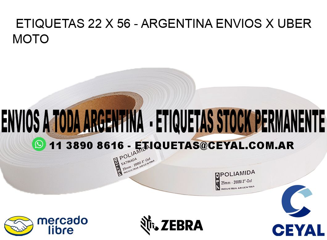 ETIQUETAS 22 x 56 - ARGENTINA ENVIOS X UBER MOTO