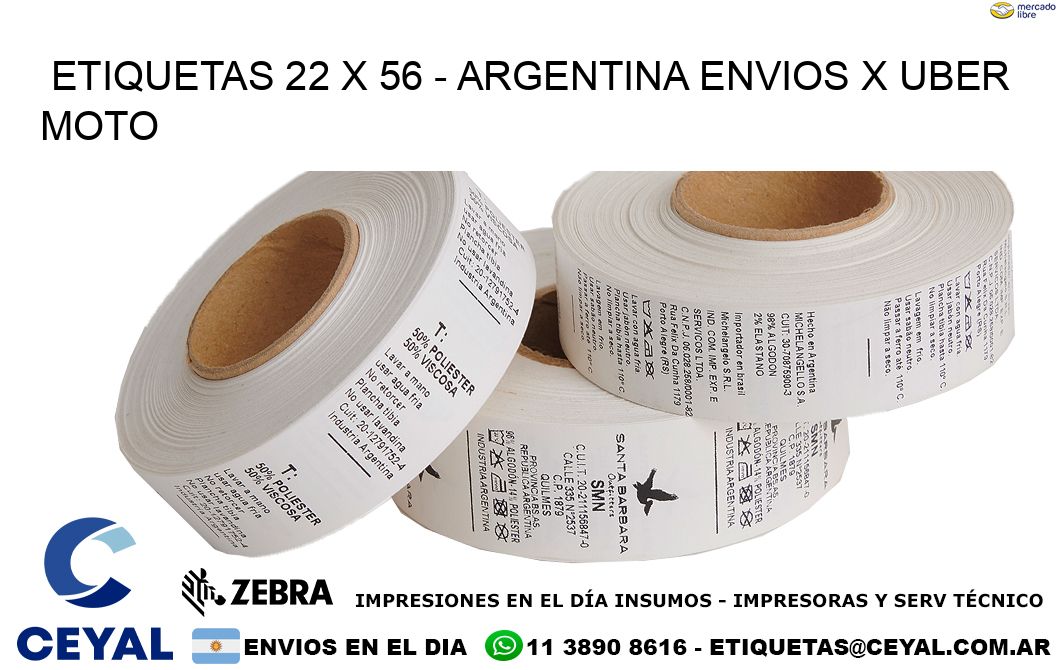 ETIQUETAS 22 x 56 - ARGENTINA ENVIOS X UBER MOTO