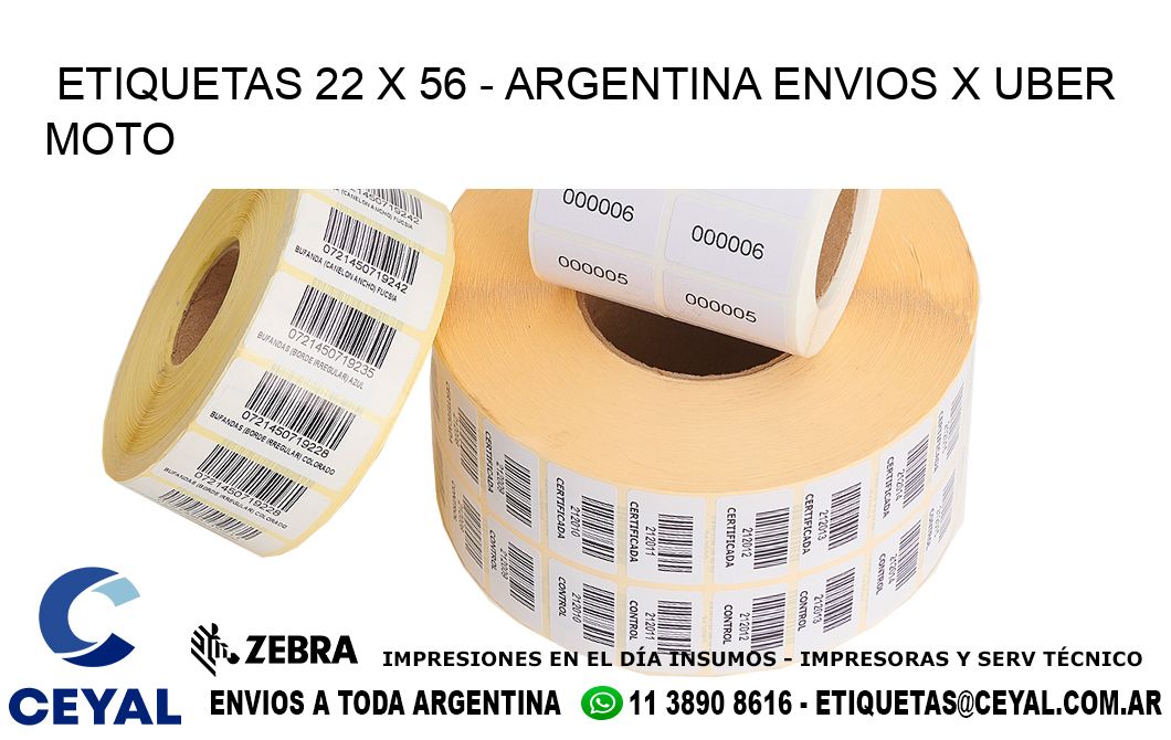 ETIQUETAS 22 x 56 - ARGENTINA ENVIOS X UBER MOTO