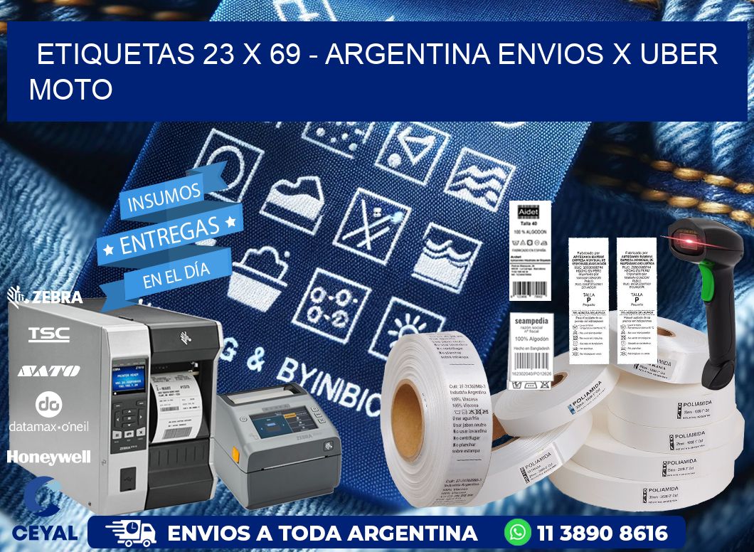 ETIQUETAS 23 x 69 - ARGENTINA ENVIOS X UBER MOTO