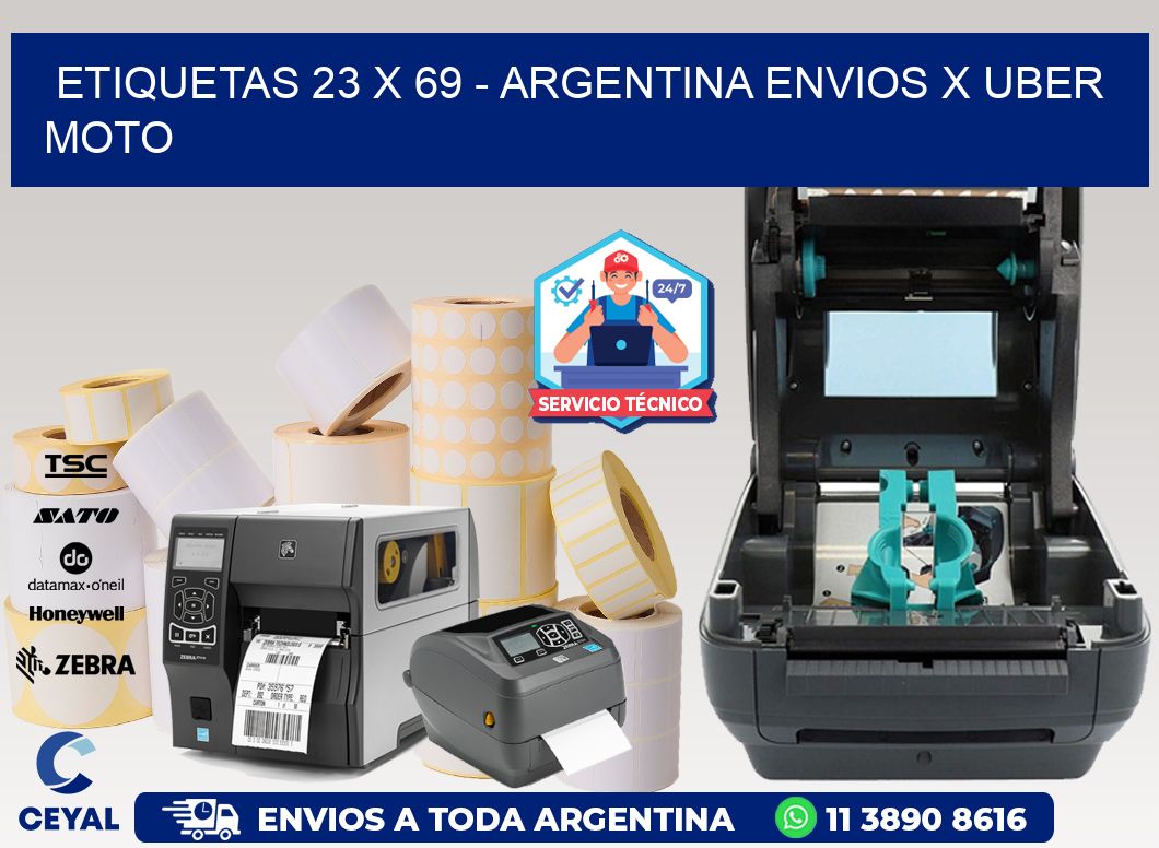 ETIQUETAS 23 x 69 - ARGENTINA ENVIOS X UBER MOTO
