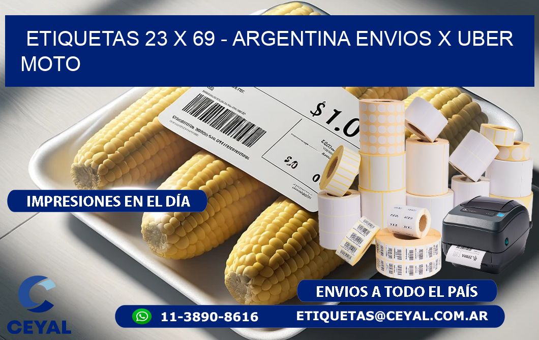 ETIQUETAS 23 x 69 - ARGENTINA ENVIOS X UBER MOTO