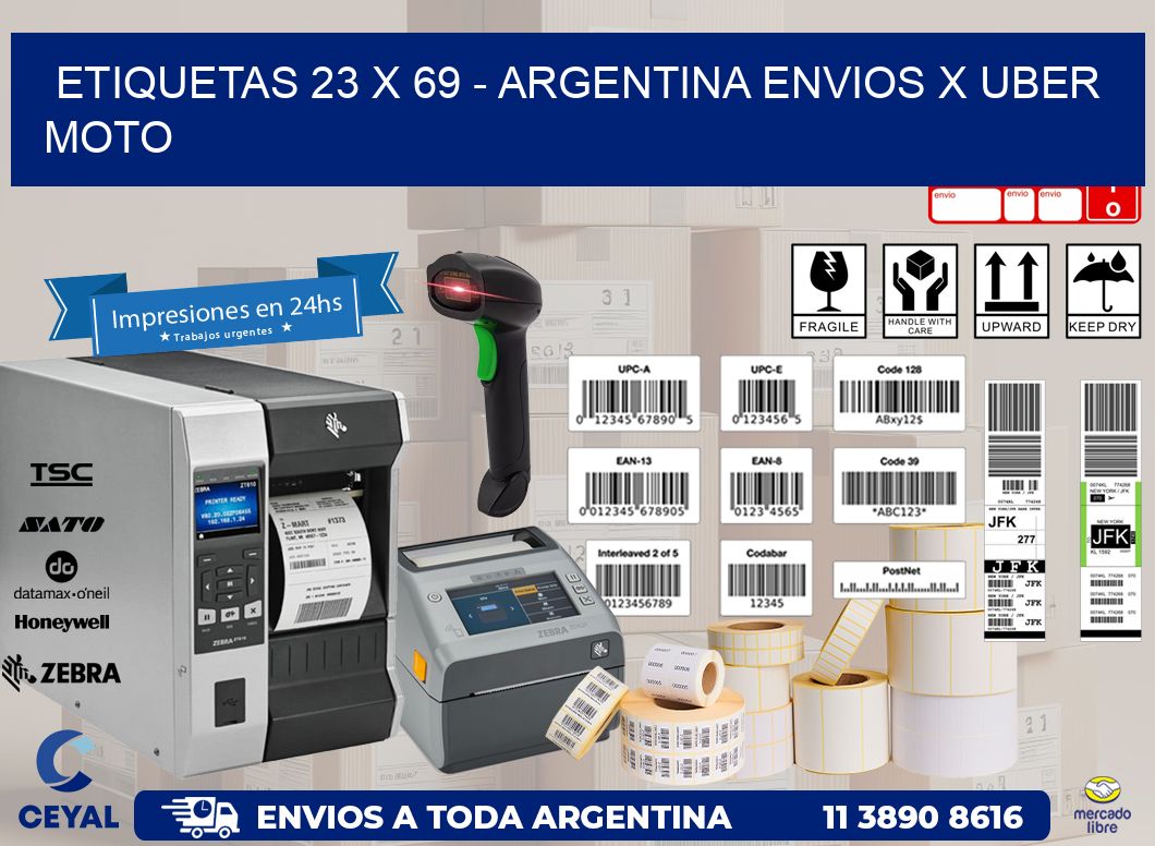 ETIQUETAS 23 x 69 – ARGENTINA ENVIOS X UBER MOTO