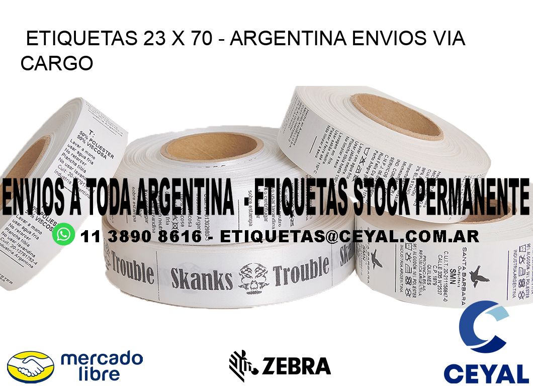 ETIQUETAS 23 x 70 - ARGENTINA ENVIOS VIA CARGO