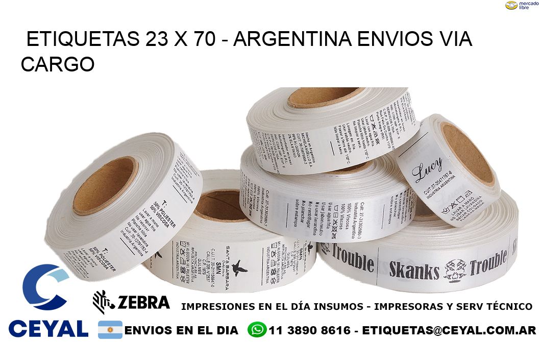 ETIQUETAS 23 x 70 - ARGENTINA ENVIOS VIA CARGO
