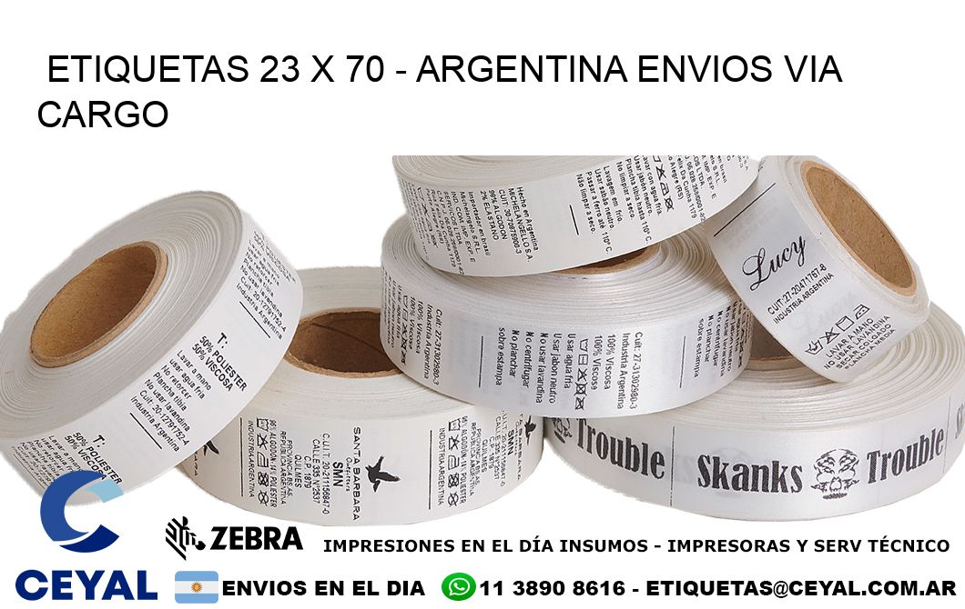 ETIQUETAS 23 x 70 - ARGENTINA ENVIOS VIA CARGO