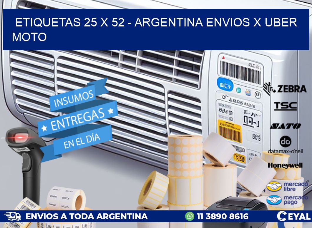 ETIQUETAS 25 x 52 - ARGENTINA ENVIOS X UBER MOTO