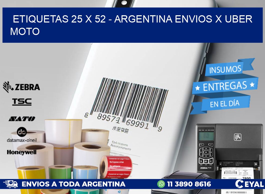 ETIQUETAS 25 x 52 - ARGENTINA ENVIOS X UBER MOTO