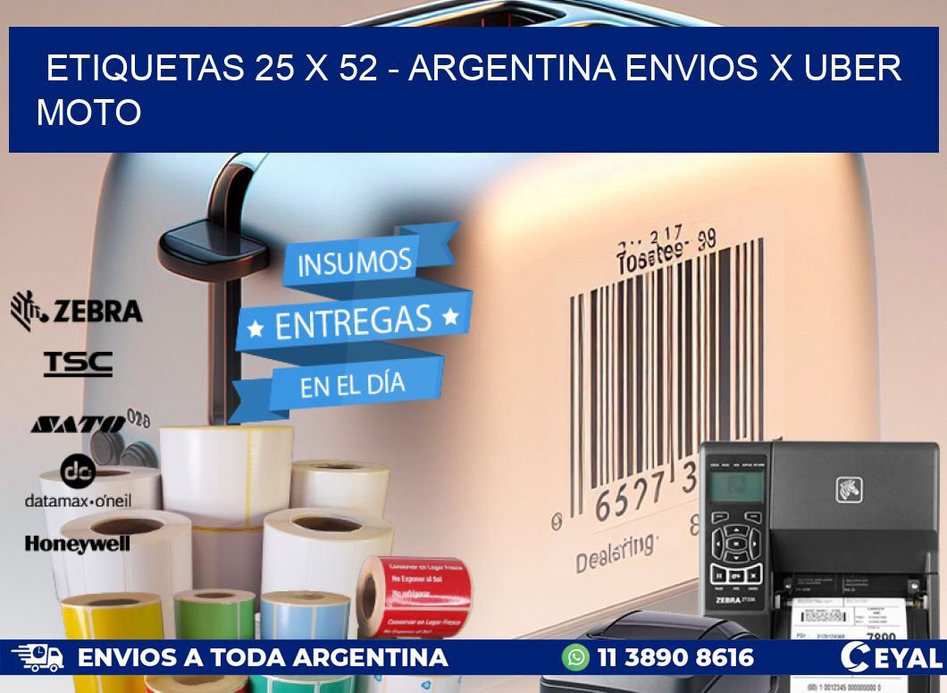 ETIQUETAS 25 x 52 - ARGENTINA ENVIOS X UBER MOTO