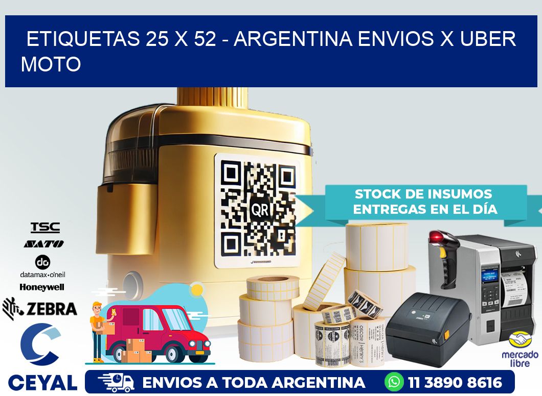 ETIQUETAS 25 x 52 – ARGENTINA ENVIOS X UBER MOTO