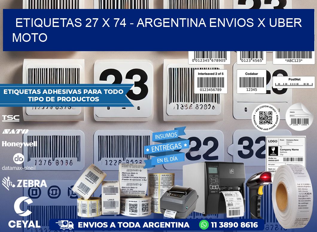 ETIQUETAS 27 x 74 - ARGENTINA ENVIOS X UBER MOTO