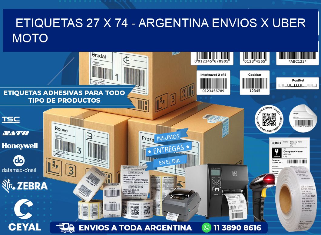 ETIQUETAS 27 x 74 – ARGENTINA ENVIOS X UBER MOTO
