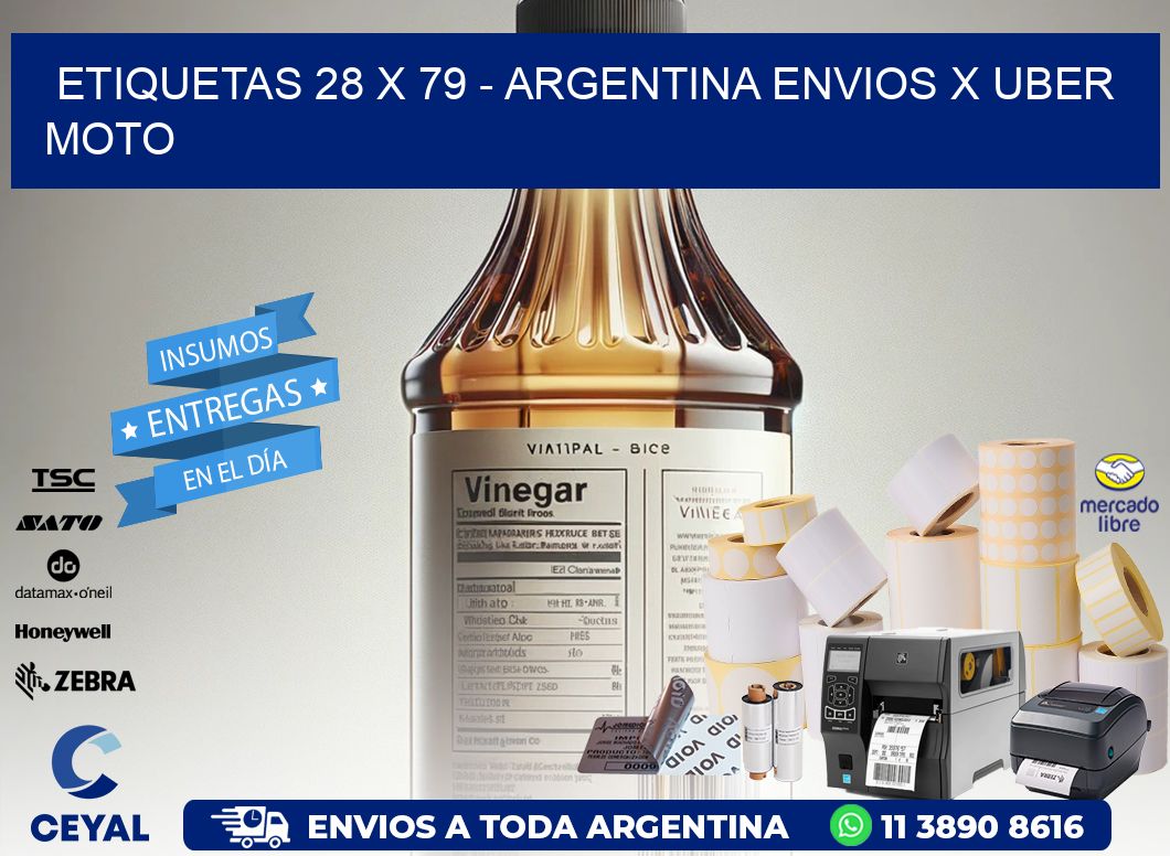 ETIQUETAS 28 x 79 - ARGENTINA ENVIOS X UBER MOTO