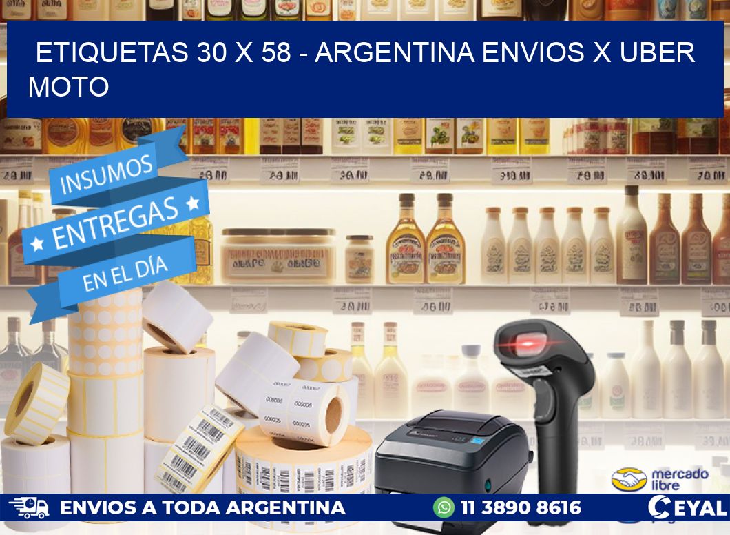 ETIQUETAS 30 x 58 - ARGENTINA ENVIOS X UBER MOTO