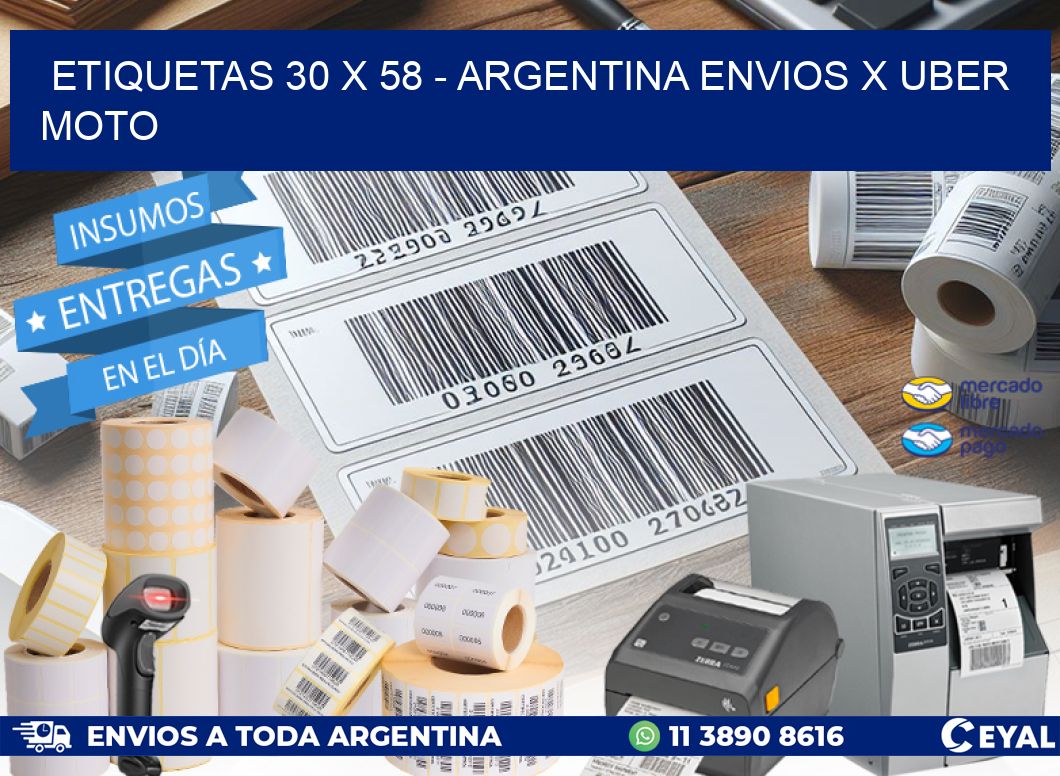 ETIQUETAS 30 x 58 – ARGENTINA ENVIOS X UBER MOTO