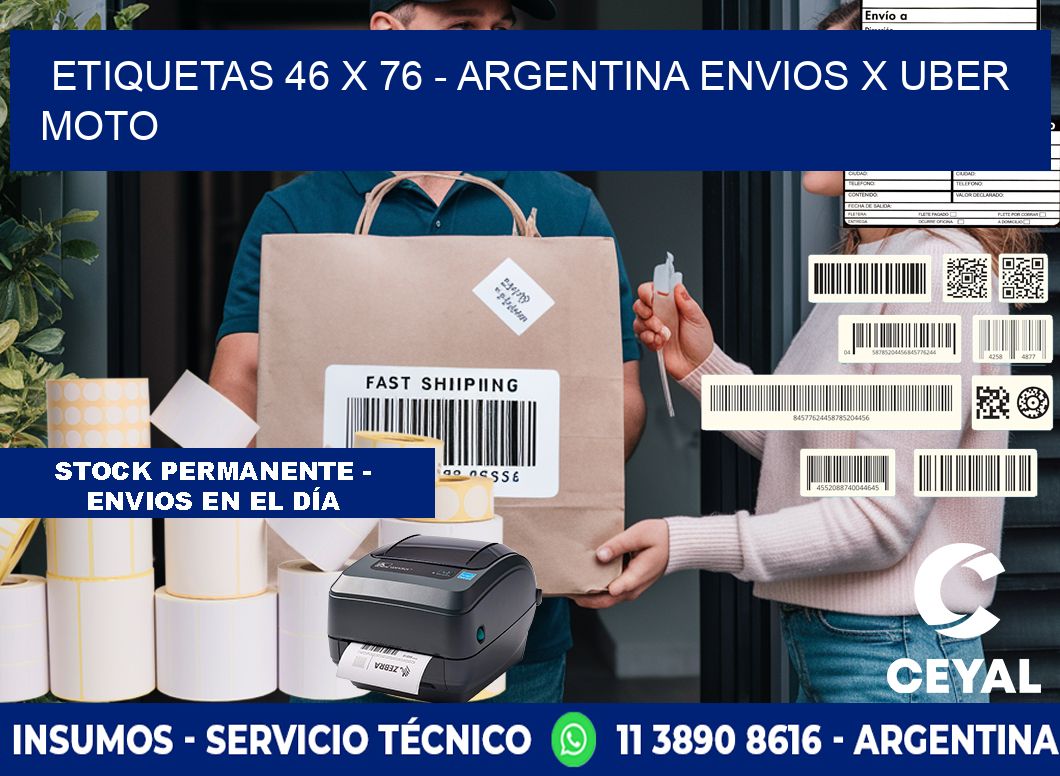 ETIQUETAS 46 x 76 - ARGENTINA ENVIOS X UBER MOTO