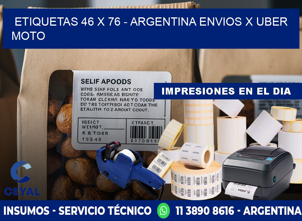 ETIQUETAS 46 x 76 - ARGENTINA ENVIOS X UBER MOTO