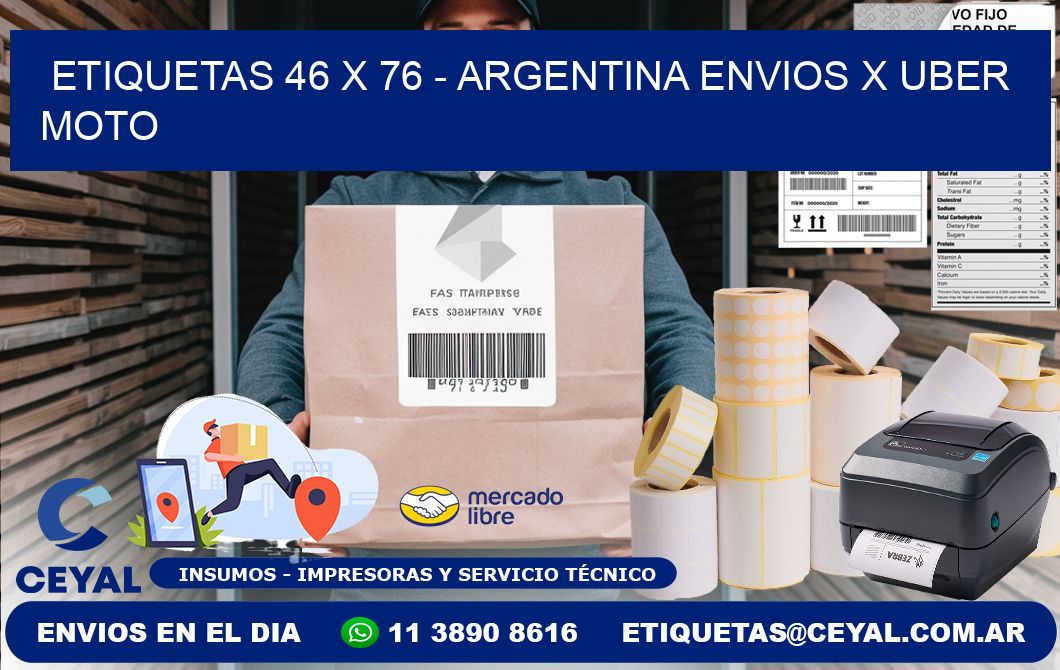 ETIQUETAS 46 x 76 - ARGENTINA ENVIOS X UBER MOTO