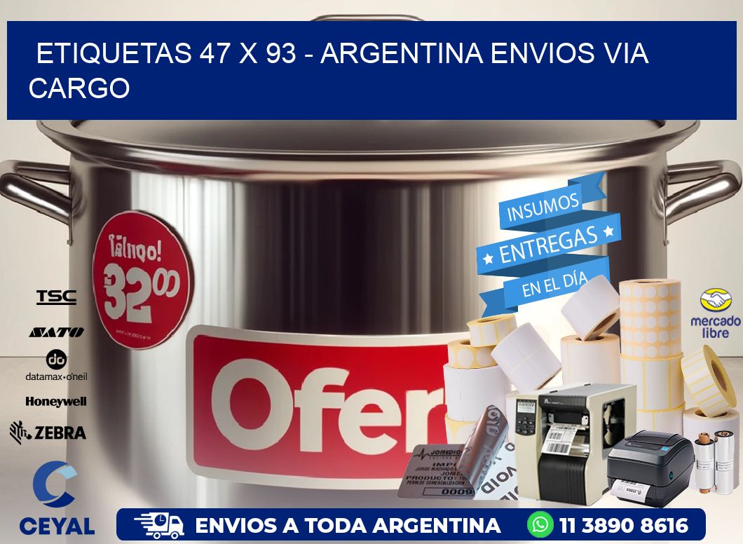 ETIQUETAS 47 x 93 - ARGENTINA ENVIOS VIA CARGO